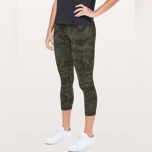 Lululemon Align Crop Leggings 
Incognito Camo Print Multi Gator Green